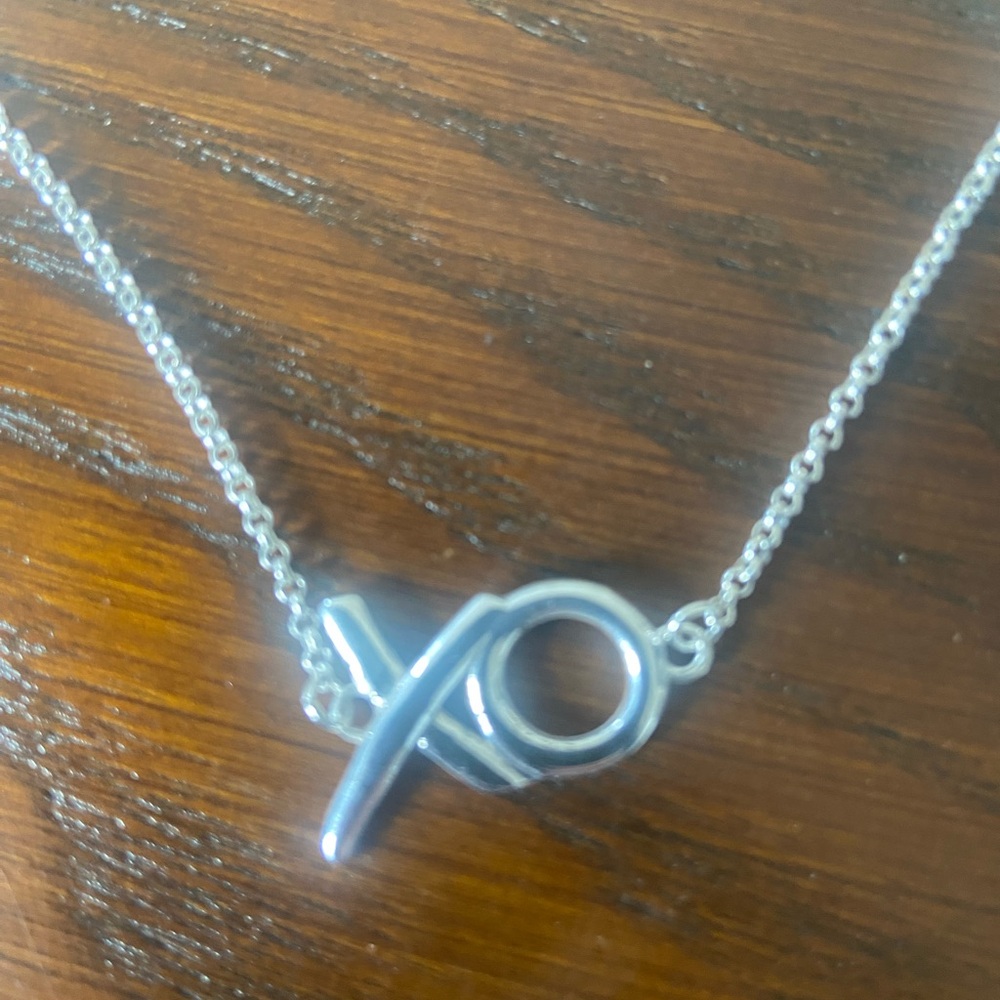 Sterling silver bunny XO necklace